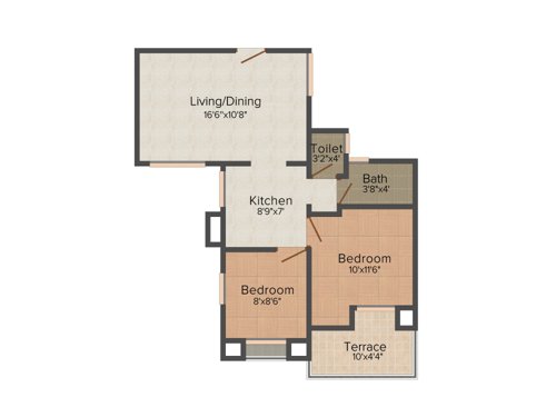 JKG Purvarang (2BHK+2T (1,100 sq ft) 1100 sq ft)