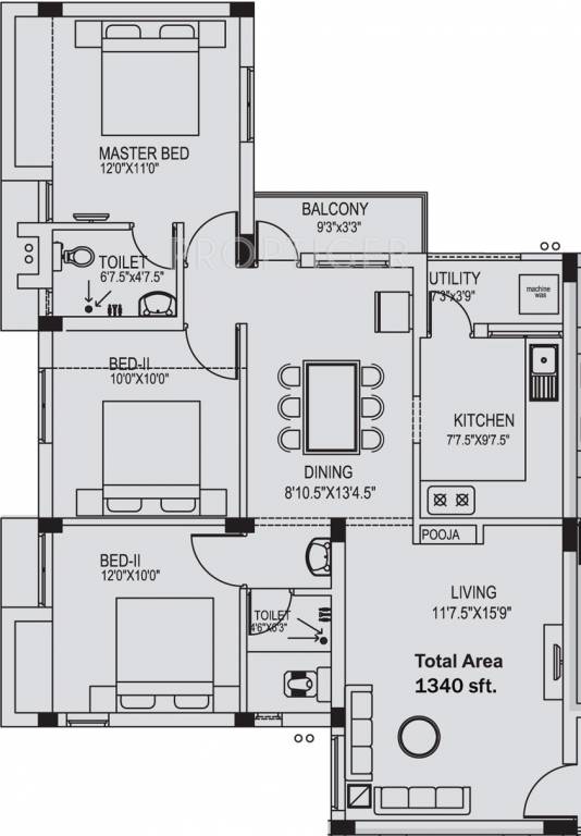 Premier Enclave (3BHK+2T (1,340 sq ft) 1340 sq ft) Premier Enclave (3BHK+2T (1,340 sq ft) 1340 sq ft)
