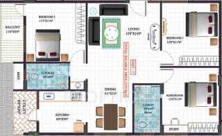 Unitech Akshaya (3BHK+2T (1,275 sq ft) 1275 sq ft)