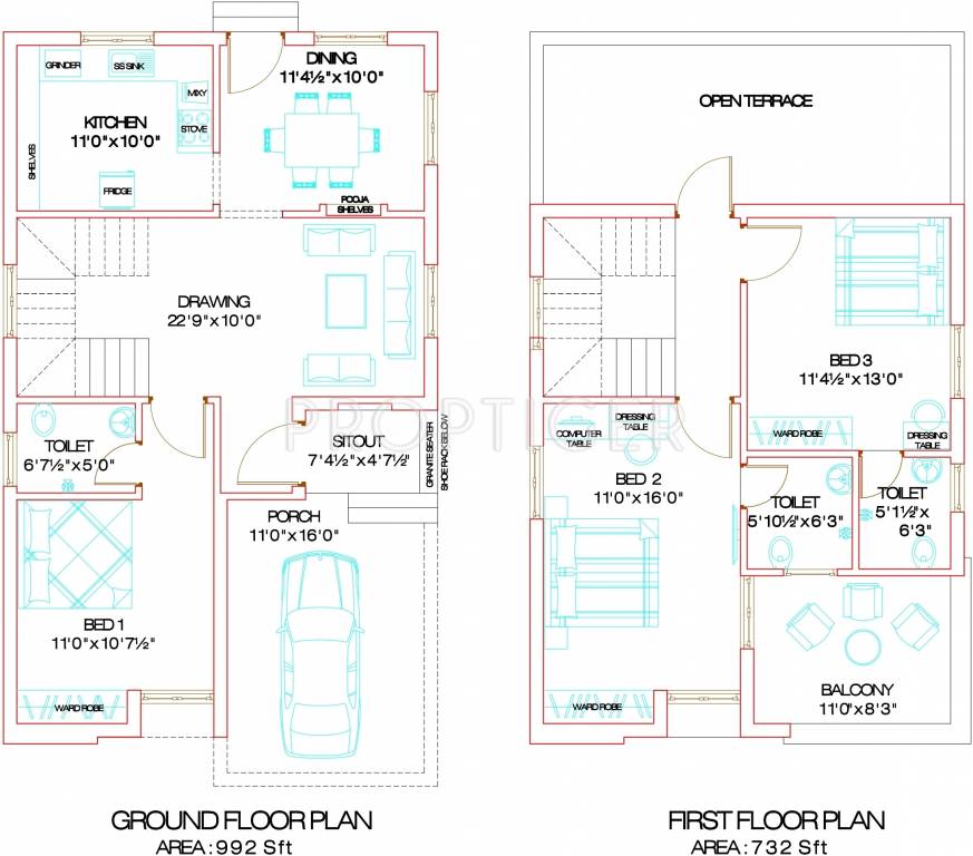 Advaitaa Orange Blossom Villa (3BHK+3T (1,724 sq ft) 1724 sq ft)