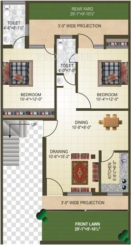 RDI Astha City (2BHK+2T (997 sq ft) 996.99 sq ft)