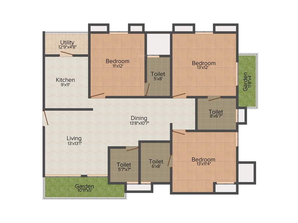 Fomra Jardin (3BHK+4T (1,692 sq ft) 1692 sq ft)