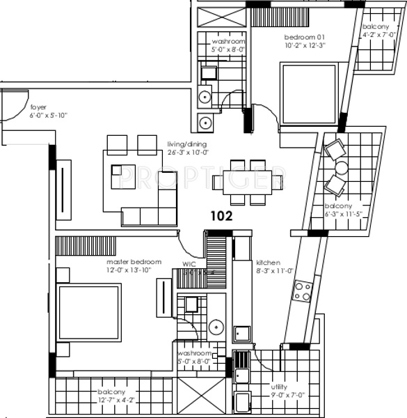 Axis Amairo (2BHK+2T (1,300 sq ft) 1300 sq ft)