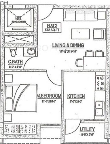 Rahul Lotus (1BHK+1T (572 sq ft) 572 sq ft)