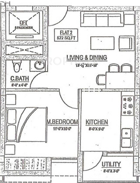 Rahul Lotus (1BHK+1T (572 sq ft) 572 sq ft)