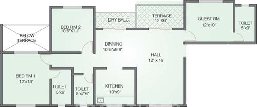 Shivtara Tara Ariston (3BHK+3T (1,456 sq ft) 1456 sq ft)