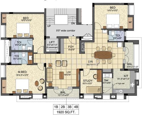 LCS City Natraj (3BHK+3T (1,920 sq ft) + Study Room 1920 sq ft)