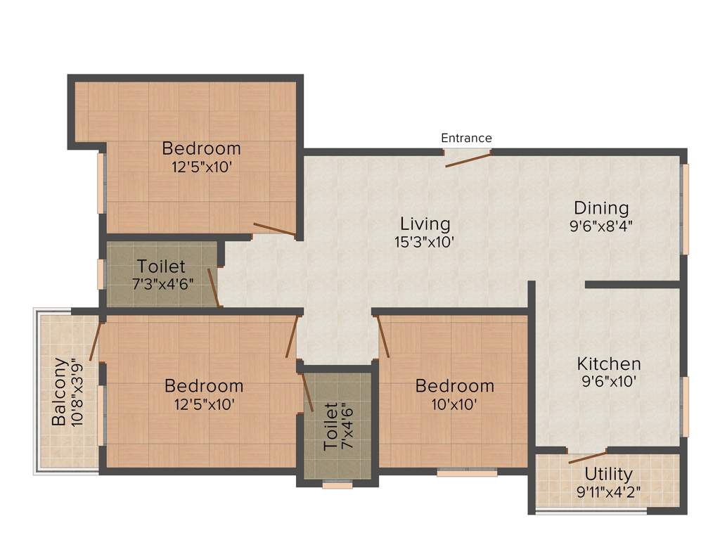 Ruby Regency (3BHK+2T (1,241 sq ft) 1241 sq ft)
