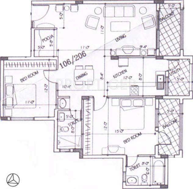 Vishal Nest (2BHK+2T (1,164 sq ft)   Pooja Room 1164 sq ft)