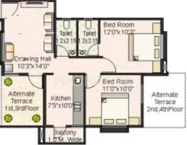 Konaark Regency Plaza (2BHK+2T (1,260 sq ft) 1260 sq ft)