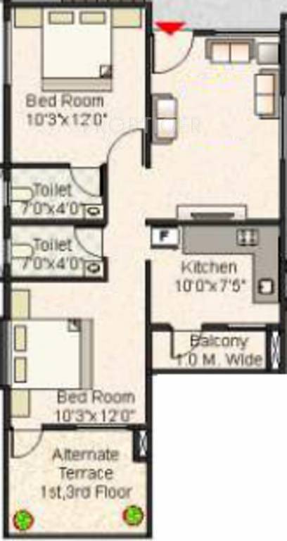 Konaark Regency Plaza (2BHK+2T (1,083 sq ft) 1083 sq ft)