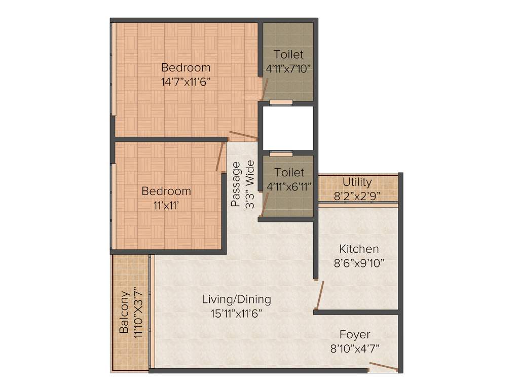 Unishire The Weave (2BHK+2T (1,132 sq ft) 1132 sq ft)