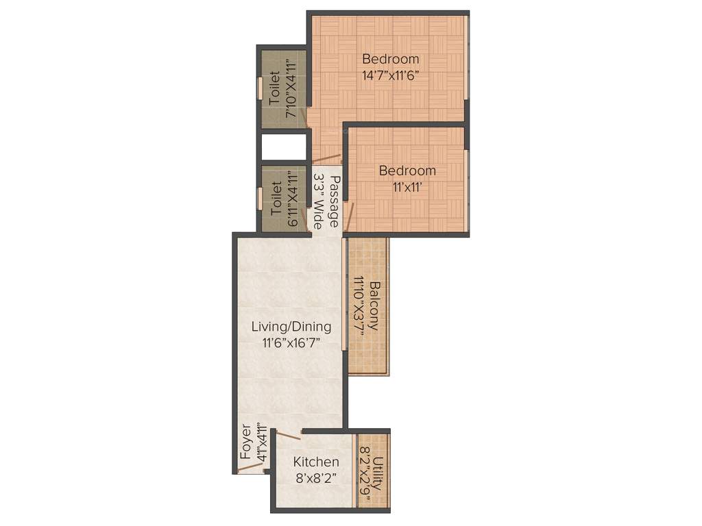 Unishire The Weave (2BHK+2T (1,086 sq ft) 1086 sq ft)