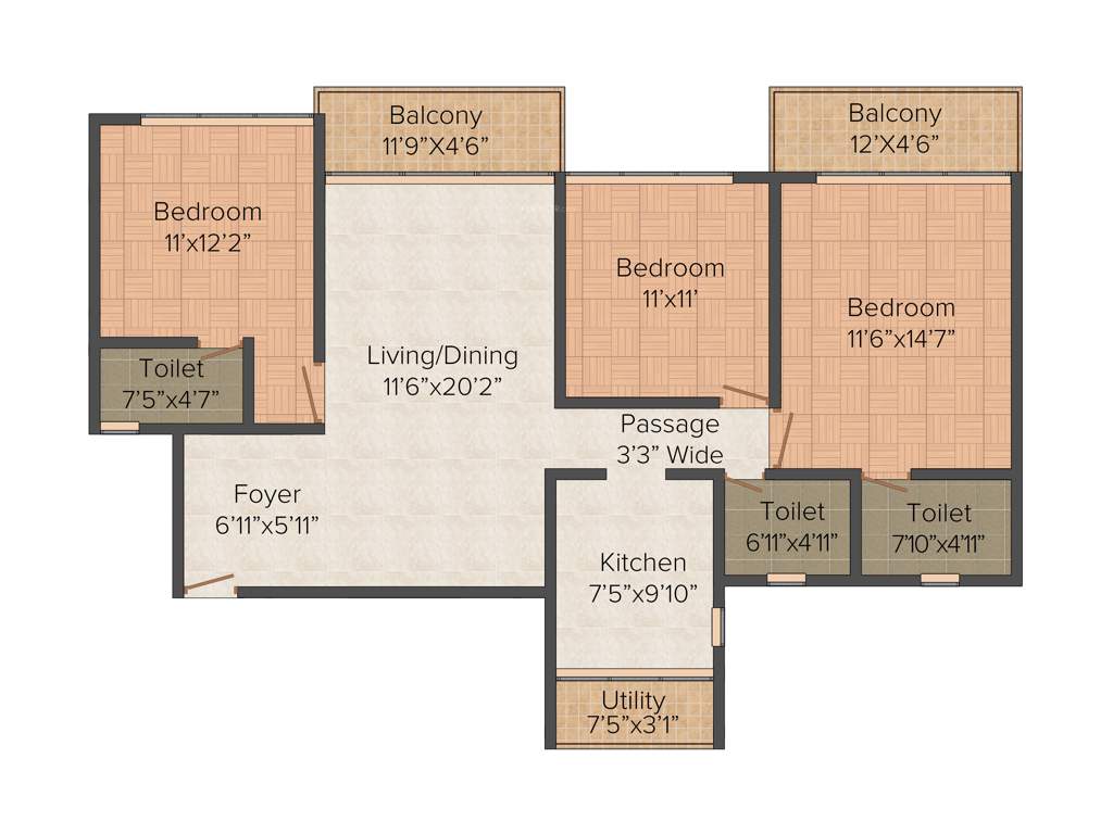 Unishire The Weave (3BHK+3T (1,527 sq ft) 1527 sq ft)
