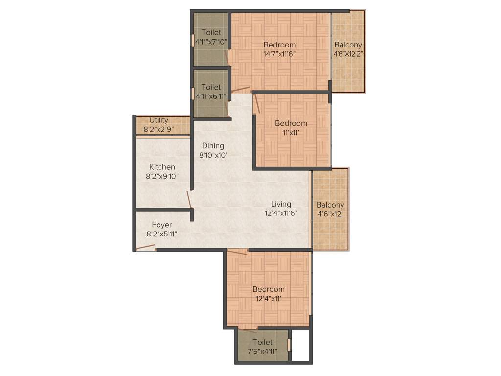 Unishire The Weave (3BHK+3T (1,540 sq ft) 1540 sq ft)