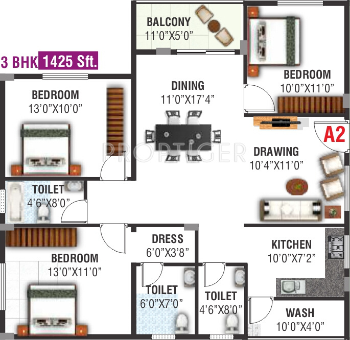 Hilife Whistling Winds (3BHK+3T (1,425 sq ft) 1425 sq ft) Hilife Whistling Winds (3BHK+3T (1,425 sq ft) 1425 sq ft)
