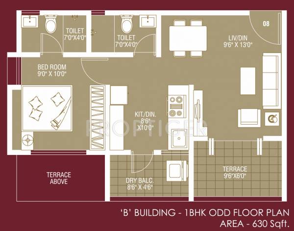 Kanchan Onyx (1BHK+1T (630 sq ft) 630 sq ft)