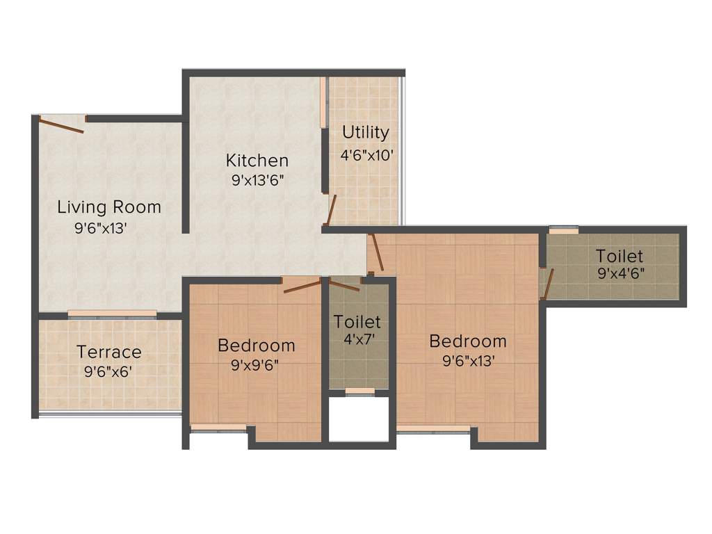 Kanchan Onyx (2BHK+2T (858 sq ft) 858 sq ft)