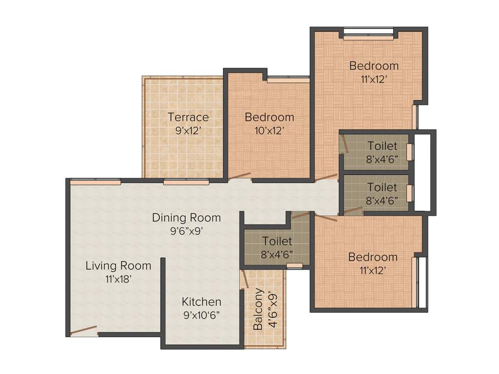 Kanchan Onyx (3BHK+3T (1,465 sq ft) 1465 sq ft)