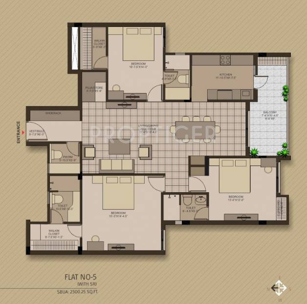 Upasna Mayfair (3BHK+3T (2,300 sq ft) 2300 sq ft)