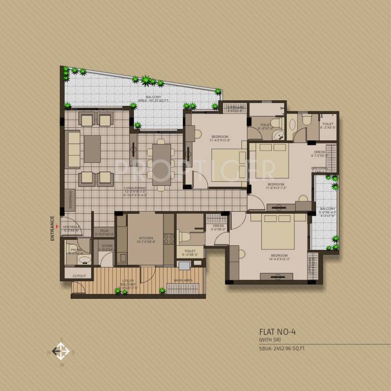 Upasna Mayfair (3BHK+3T (2,492 sq ft) 2492 sq ft)