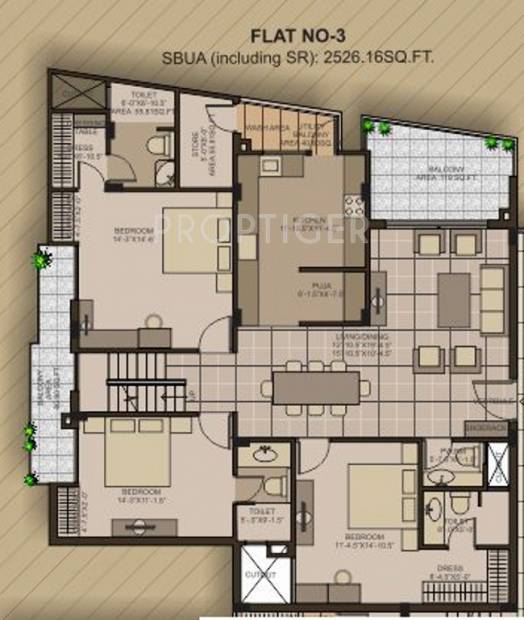 Upasna Mayfair (4BHK+4T (2,526 sq ft) 2526 sq ft)