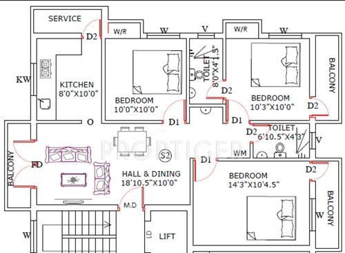 Sree Guru Raghavendra (3BHK+2T (1,238 sq ft) 1238 sq ft)