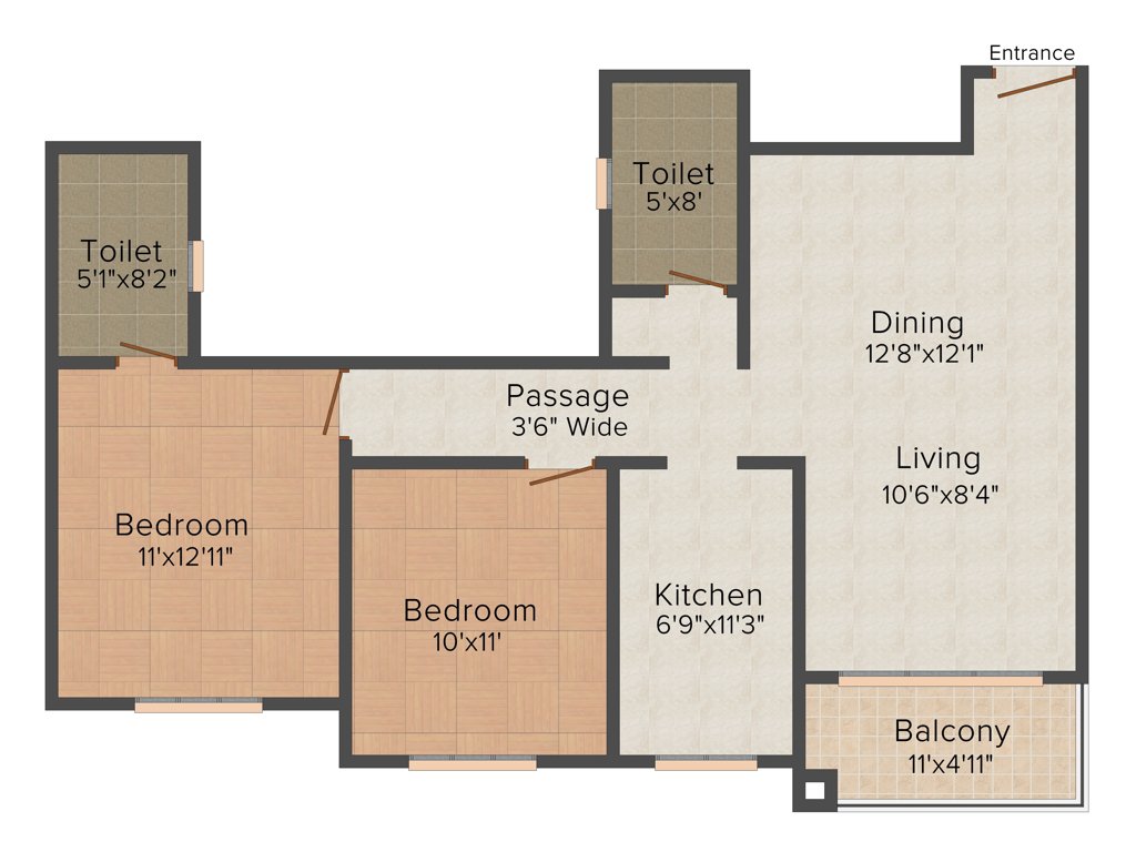Ideal Greens (2BHK+2T (1,220 sq ft) 1220 sq ft)