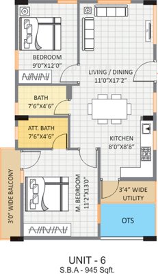 Garudadri Lavender (2BHK+2T (945 sq ft) 945 sq ft)