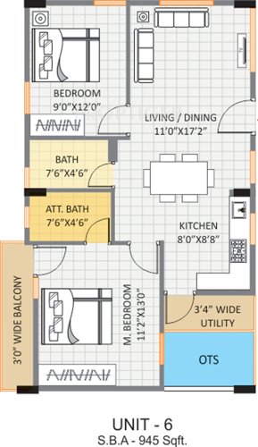 Garudadri Lavender (2BHK+2T (945 sq ft) 945 sq ft)