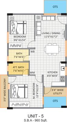 Garudadri Lavender (2BHK+2T (960 sq ft) 960 sq ft)