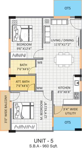 Garudadri Lavender (2BHK+2T (960 sq ft) 960 sq ft)