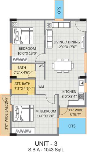 Garudadri Lavender (2BHK+2T (1,043 sq ft) 1043 sq ft)