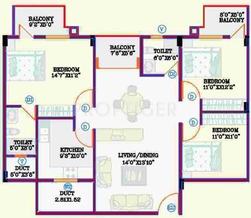 Majestic Residency (3BHK+2T (1,325 sq ft) 1325 sq ft) Majestic Residency (3BHK+2T (1,325 sq ft) 1325 sq ft)