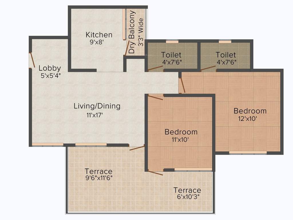 Lotus Laxmi (2BHK+2T (1,056 sq ft) 1056 sq ft)