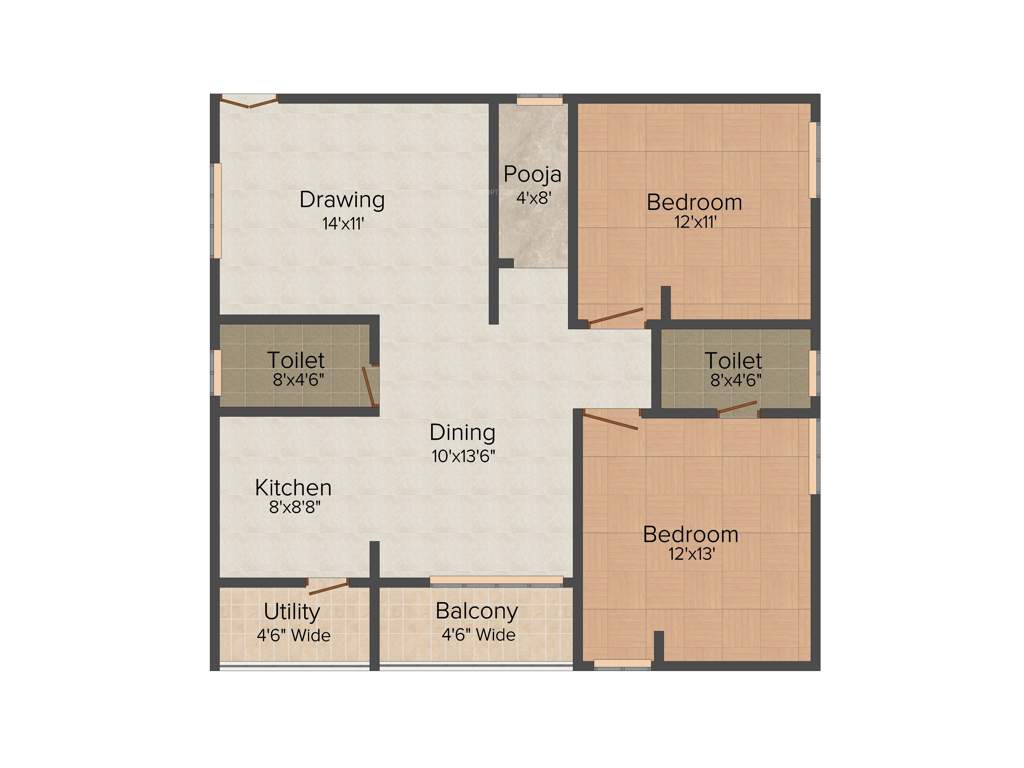 CJN Golden Landmark (2BHK+2T (1,165 sq ft) 1165 sq ft)