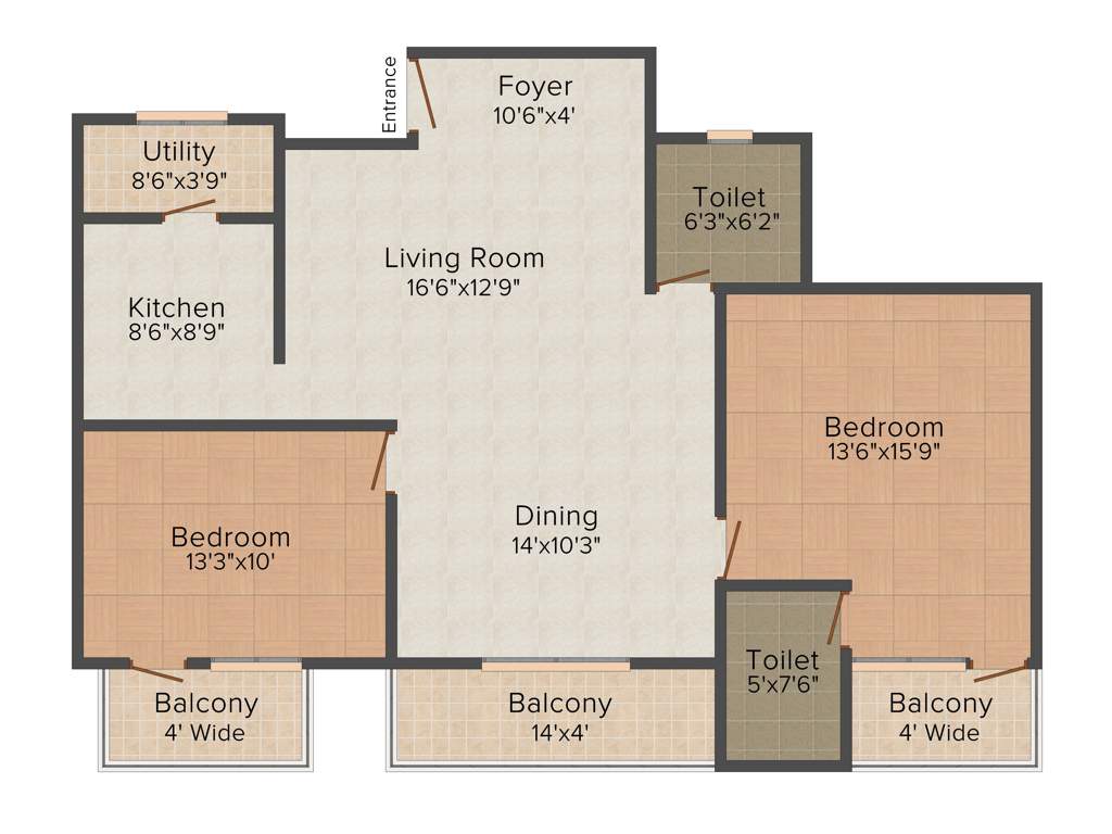 J Sons Felicia (2BHK+2T (1,231 sq ft) 1231 sq ft)