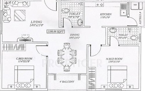 Chethan Mithra Homes (2BHK+2T (1,100 sq ft) 1100 sq ft)