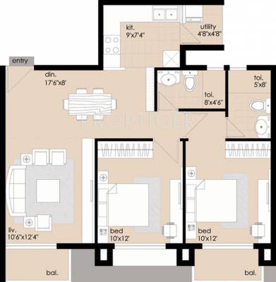 Gravity Temple Bell (2BHK+2T (1,150 sq ft) 1150 sq ft)