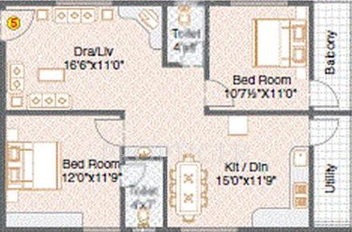 Tetra Green Elite (2BHK+2T (904 sq ft) 904 sq ft)