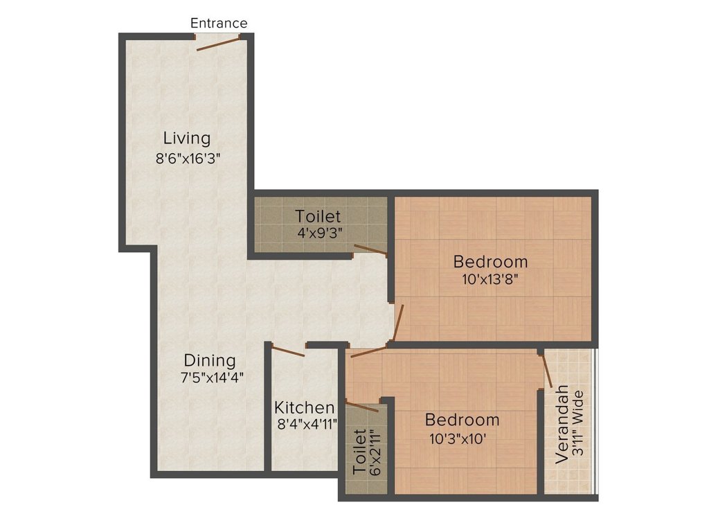 Cancun Sun Plaza 2 (2BHK+2T (968 sq ft) 968 sq ft)