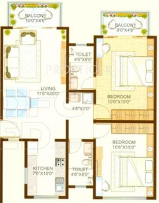 Madhoor Beverly Hills (2BHK+2T (1,250 sq ft) 1250 sq ft)