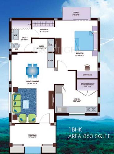 Tamilnadu Hillview Villas (1BHK+1T (853 sq ft) 853 sq ft)