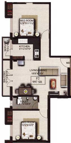 Amraa Amraas Grandeur And Pashas Grandeur (2BHK+2T (997 sq ft) 997 sq ft)