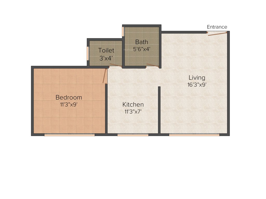 Sai Cherry Residency D Wing (1BHK+1T (575 sq ft) 575 sq ft)