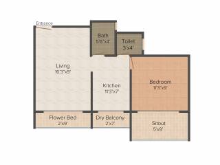 Sai Cherry Residency D Wing (1BHK+1T (650 sq ft) 650 sq ft)