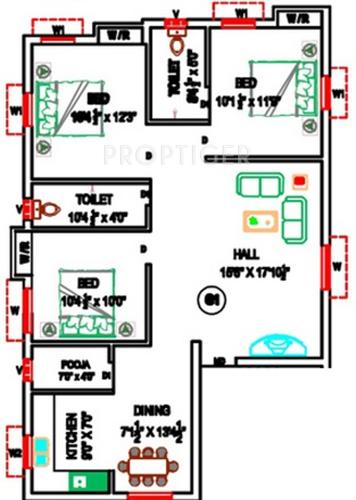 Bhuvaneshwari Champak (3BHK+2T (1,150 sq ft) 1150 sq ft)