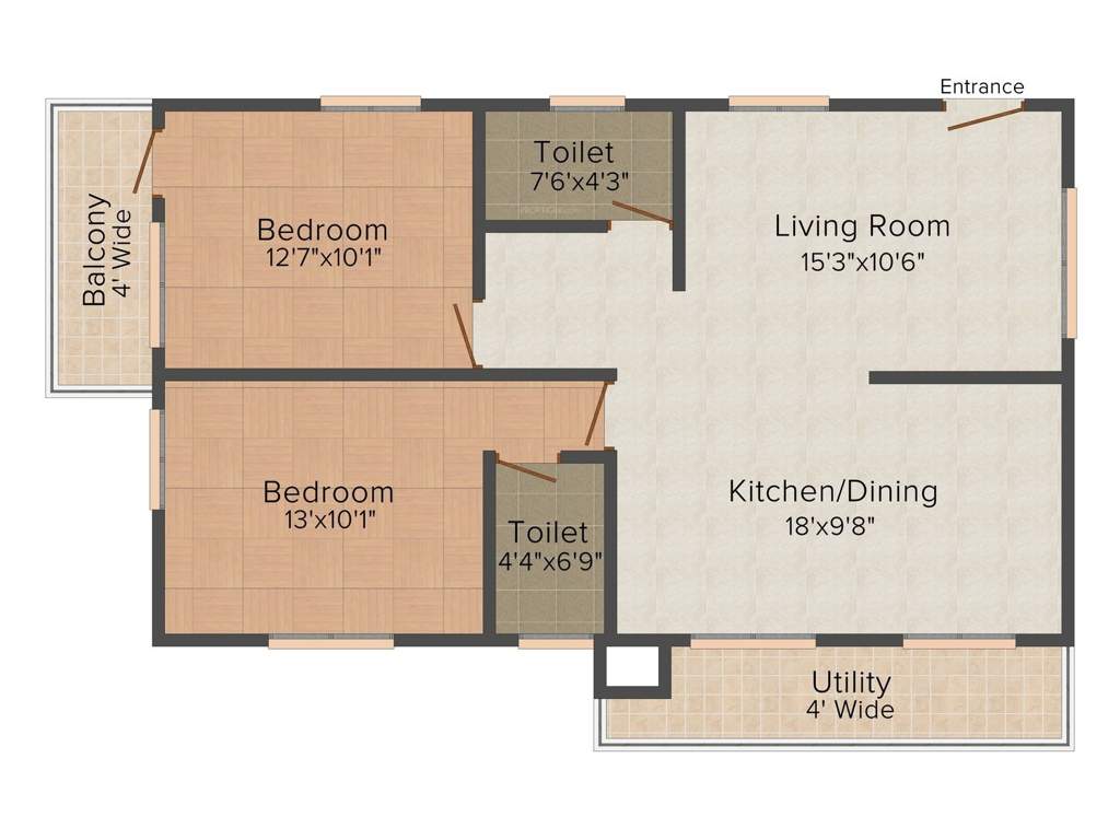 Hita Malibu Rosita (2BHK+2T (1,189 sq ft) 1189 sq ft)