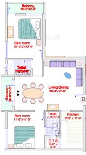 Harini Alagapuri (2BHK+2T (1,010 sq ft) 1010 sq ft)