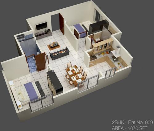 Alliance Palm Terraces (2BHK+2T (1,070 sq ft) 1070 sq ft)